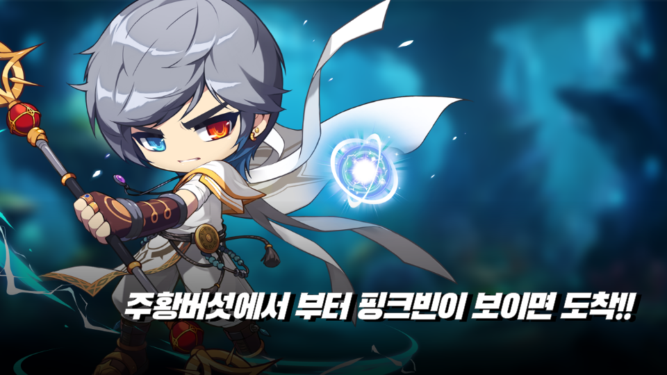 주황버섯에서 부터 핑크빈이 보이면 도착!!