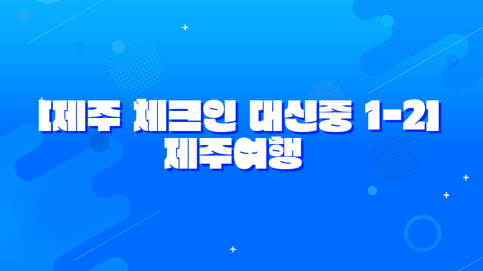 [제주 체크인 대신중 1-2] 제주여행 
